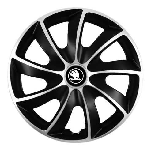 Set 4 Capace Roti Autohelix MSA® potrivite jantelor de R14 inch, pentru Skoda nou Alb-Negru, model Quad Silver & Black