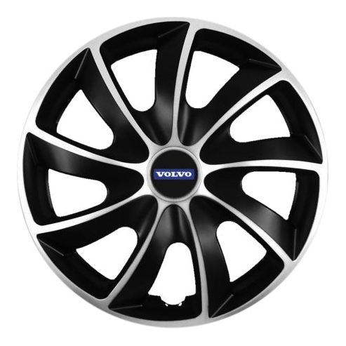Set 4 Capace Roti Autohelix MSA® potrivite jantelor de R14 inchi, pentru Volvo, model Quad Silver & Black