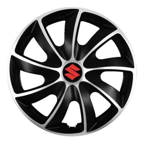 Set 4 Capace Roti Autohelix MSA® potrivite jantelor de R14 inchi, pentru Suzuki, model Quad Silver & Black