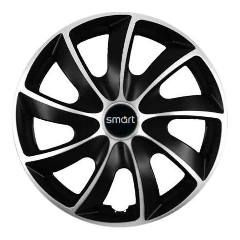 Set 4 Capace Roti Autohelix MSA® potrivite jantelor de R14 inchi, pentru Smart, model Quad Silver & Black