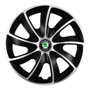 Set 4 Capace Roti Autohelix MSA® potrivite jantelor de R14 inchi, pentru Skoda, model Quad Silver & Black