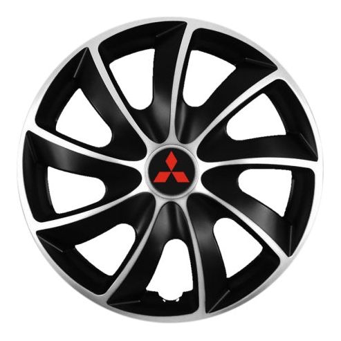 Set 4 Capace Roti Autohelix MSA® potrivite jantelor de R14 inchi, pentru Mitsubishi, model Quad Silver & Black