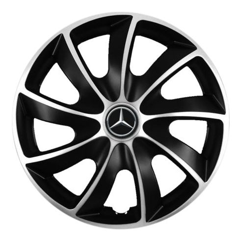 Set 4 Capace Roti Autohelix MSA® potrivite jantelor de R14 inchi, pentru Mercedes, model Quad Silver & Black