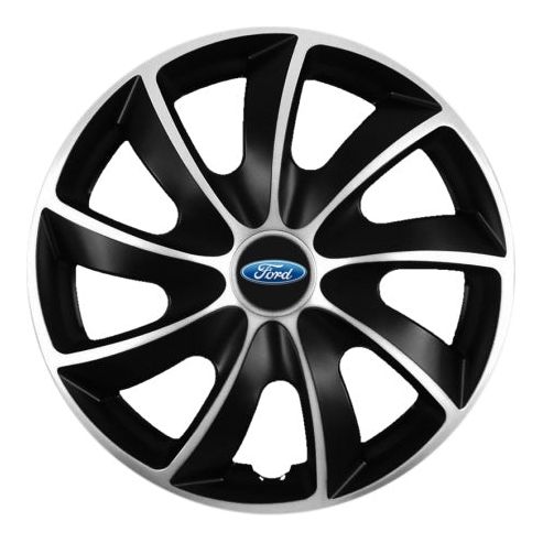 Set 4 Capace Roti Autohelix MSA® potrivite jantelor de R14 inchi, pentru Ford, model Quad Silver & Black