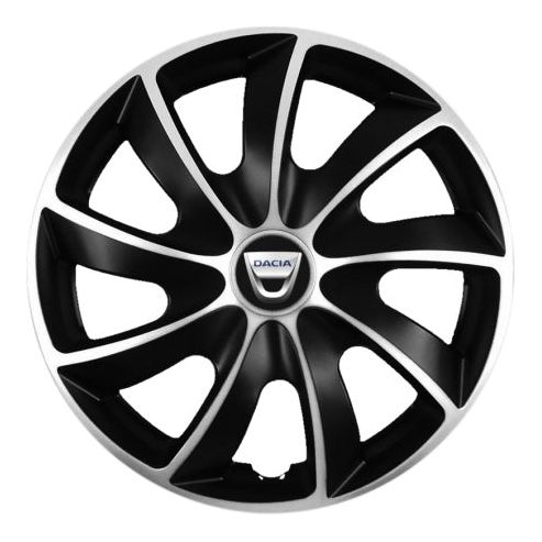 Set 4 Capace Roti Autohelix MSA® potrivite jantelor de R14 inchi, pentru Dacia, model Quad Silver & Black