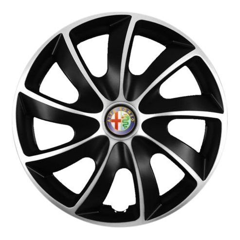 Set 4 Capace Roti Autohelix MSA® potrivite jantelor de R14 inchi, pentru Alfa Romeo, model Quad Silver & Black
