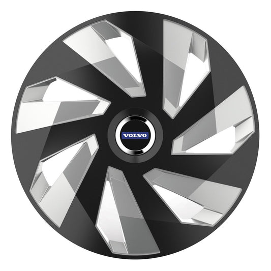 Set 4 Capace Roti, potrivite jantelor de R14, pentru Volvo, model vector black and silver