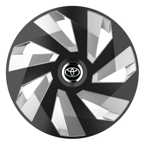Set 4 Capace Roti, potrivite jantelor de R14, pentru Toyota, model vector black and silver