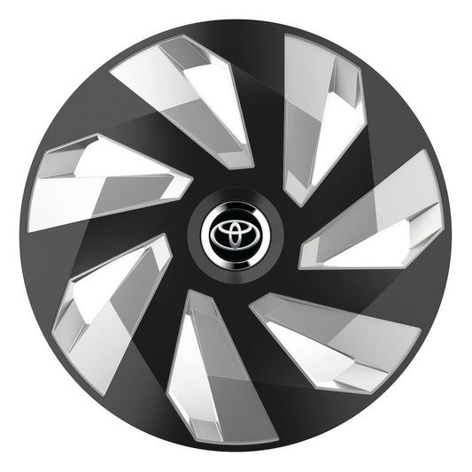 Set 4 Capace Roti, potrivite jantelor de R14, pentru Toyota, model vector black and silver