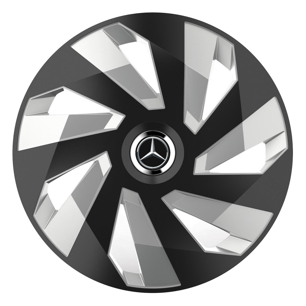 Set 4 Capace Roti, potrivite jantelor de R14, pentru Mercedes-Benz, model vector black and silver