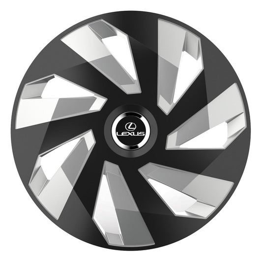 Set 4 Capace Roti, potrivite jantelor de R14, pentru Lexus, model vector black and silver