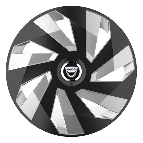 Set 4 Capace Roti, potrivite jantelor de R14, pentru Dacia, model vector black and silver