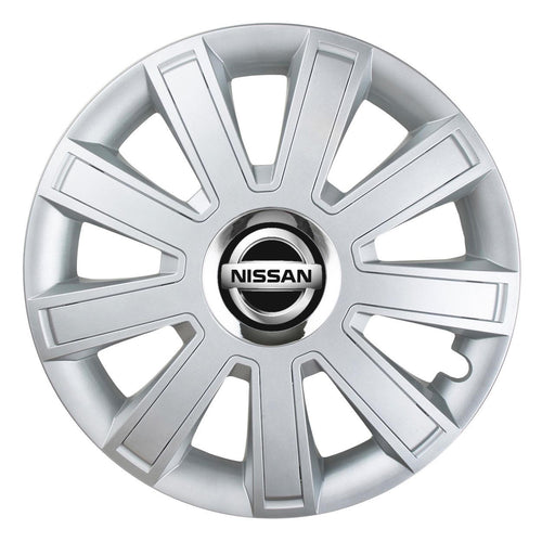 Комплект 4 таса, подходящи за джанти R14, за Nissan, хромиран флаш модел