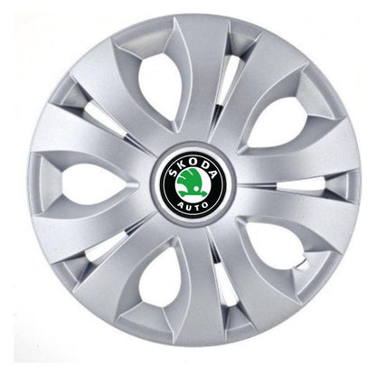 4 darabos dísztárcsa készlet, R15 felnikre alkalmas, Skoda kompatibilis, krómozott felső modell