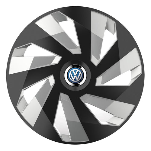 Set 4 Capace Roti, potrivite jantelor de R16, pentru Volkswagen, model vector black and silver