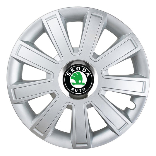 Set 4 Capace Roti, potrivite jantelor de R16, pentru Skoda, model flash cromat