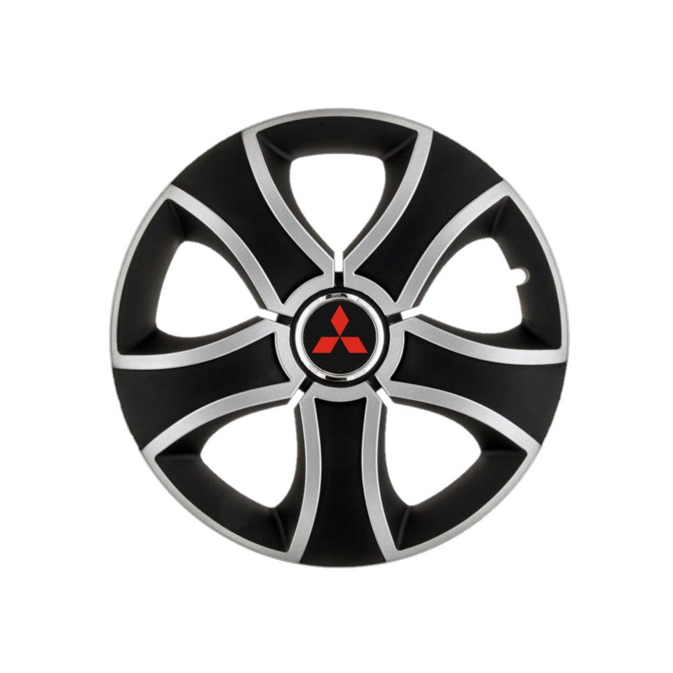 4 db-os 13 hüvelykes (R13) Bis szürke-fekete Mitsubishi-kompatibilis kerékborító készlet