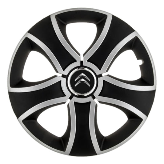 Set 4 Capace Roti 14 inchi (R14) Bis Gri-Negru, Compatibile Cu Citroen