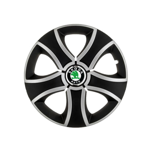 Set 4 Capace Roti 14 inchi (R14) Bis Gri-Negru, Compatibile Cu Skoda