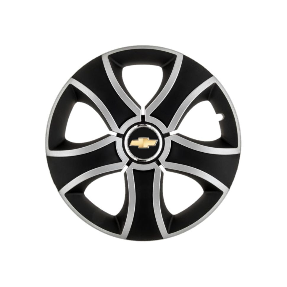 4 db-os 15 hüvelykes (R15) Bis szürke-fekete kerékborító készlet, Chevrolet-kompatibilis