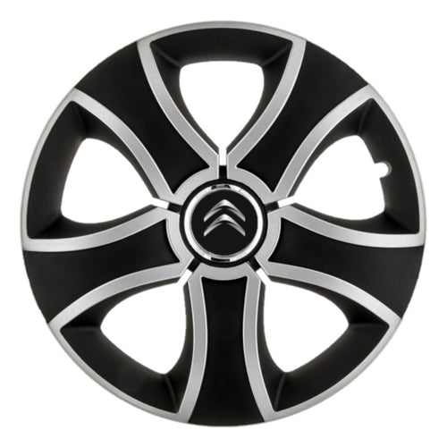 Set 4 Capace Roti 15 inchi (R15) Bis Gri-Negru, Compatibile Cu Citroen