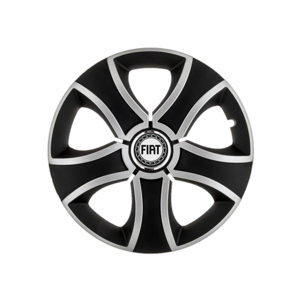 Set 4 Capace Roti 15 inchi (R15) Bis Gri-Negru, Compatibile Cu Fiat