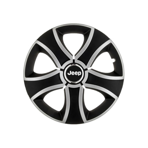 Set 4 Capace Roti 15 inchi (R15) Bis Gri-Negru, Compatibile Cu Jeep