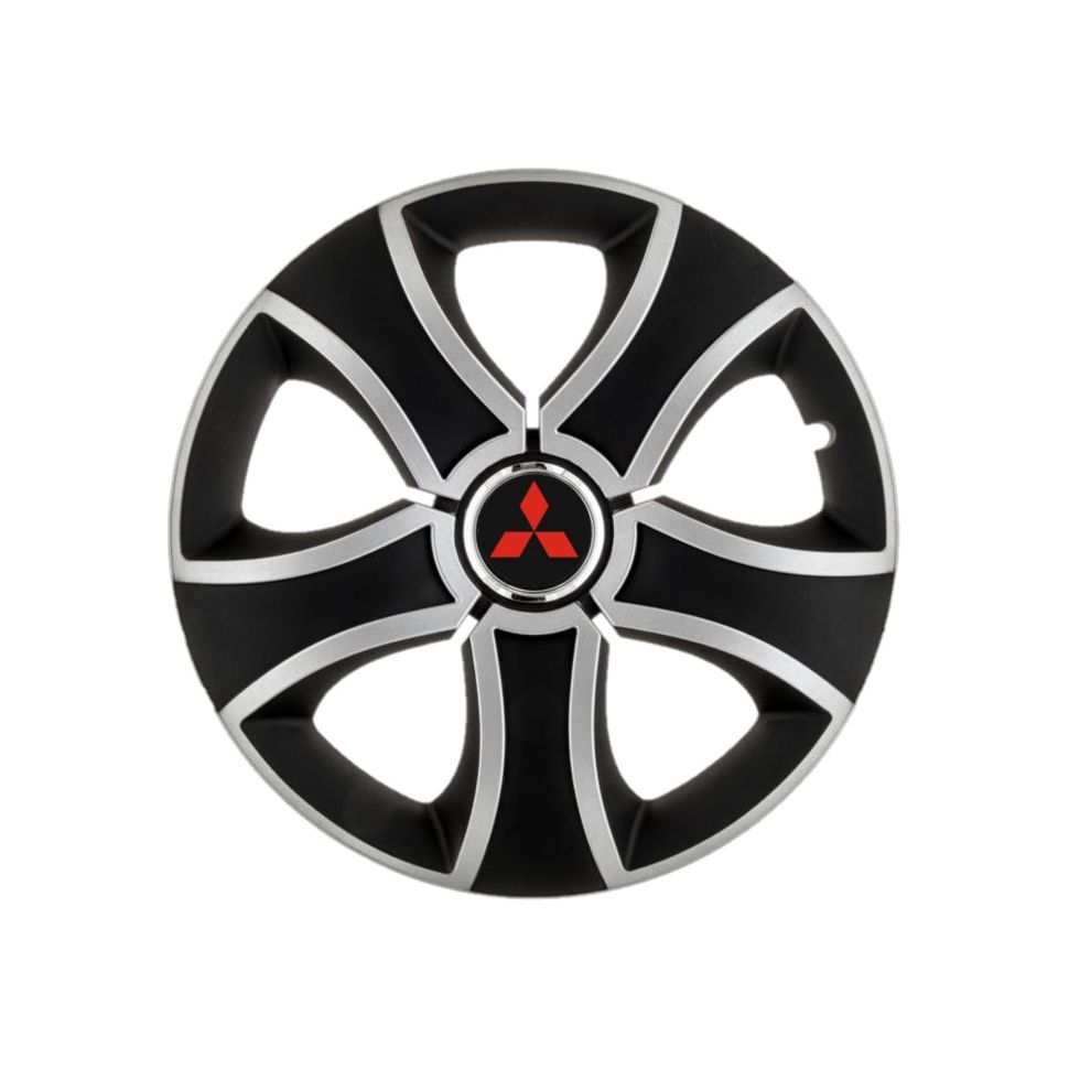 Set 4 capace roti Bis Gri-Negru R15 pentru gama auto Mitsubishi