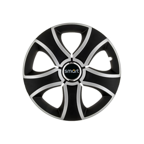 Set 4 Capace Roti 15 inchi (R15) Bis Gri-Negru, Compatibile Cu Smart