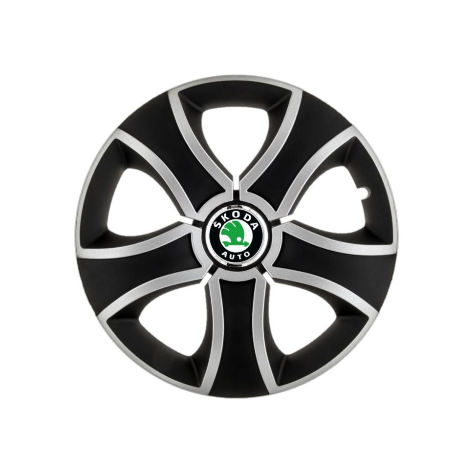 Set 4 capace roti Bis Gri-Negru R16 pentru gama auto Skoda