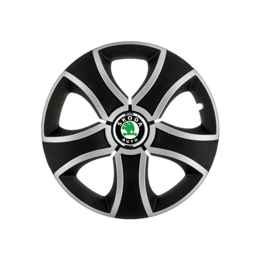 Set 4 Capace Roti 16 inchi (R16) Bis Gri-Negru, Compatibile Cu Skoda