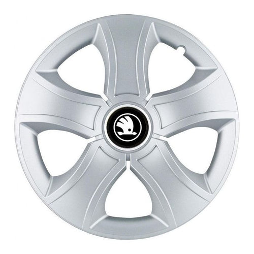 Set 4 Capace Roti 15 inchi (R15) Bis Gri-Negru, Compatibile Cu Skoda Alb Negru