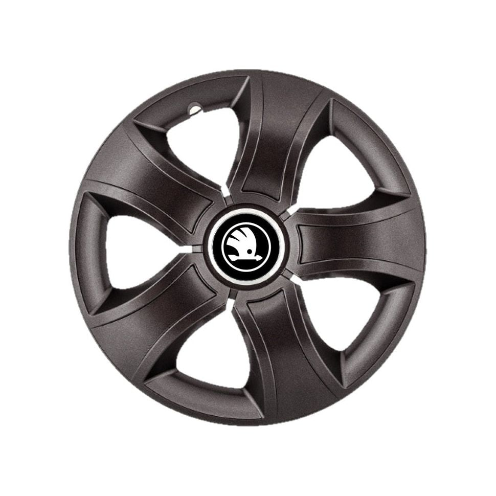 Set 4 Capace Roti Bis Negru R14, pentru Skoda Alb Negru