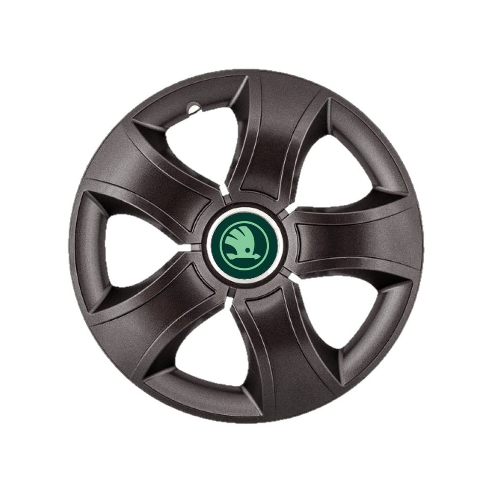 Set 4 Capace Roti 15 inchi (R15) Bis Negru,, Compatibile Cu Skoda Verde