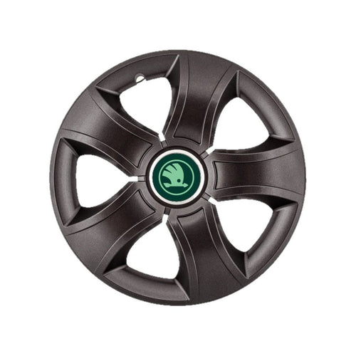 Set 4 Capace Roti 15 inchi (R15) Bis Negru,, Compatibile Cu Skoda Verde