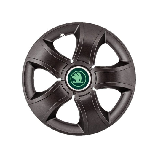 Set 4 Capace Roti 15 inchi (R15) Bis Negru,, Compatibile Cu Skoda Verde