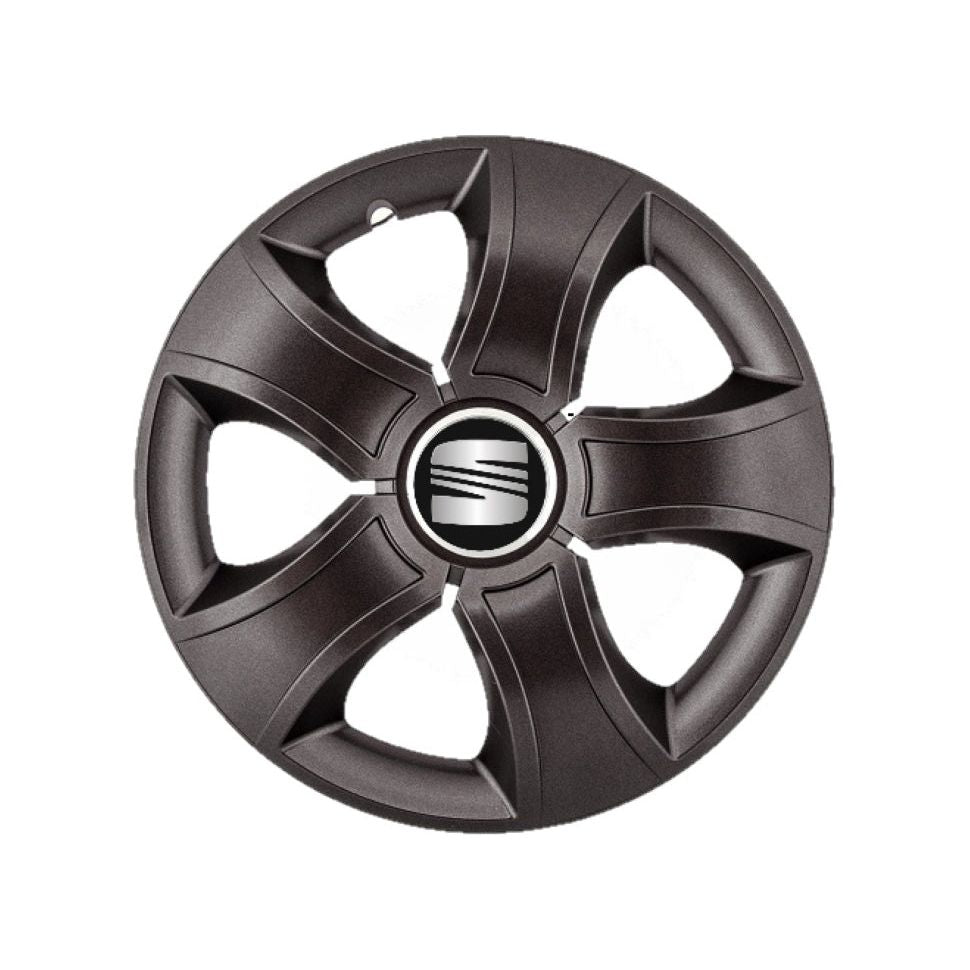 4 db-os 16 hüvelykes (R16) Bis fekete kerékborító készlet, Seat-tal kompatibilis