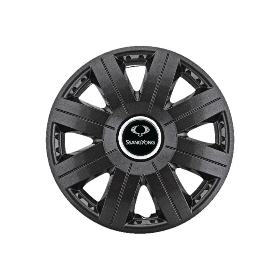 Set 4 Capace Roti 15 inchi (R15) Cosmos Negru, Compatibile cu SsangYong
