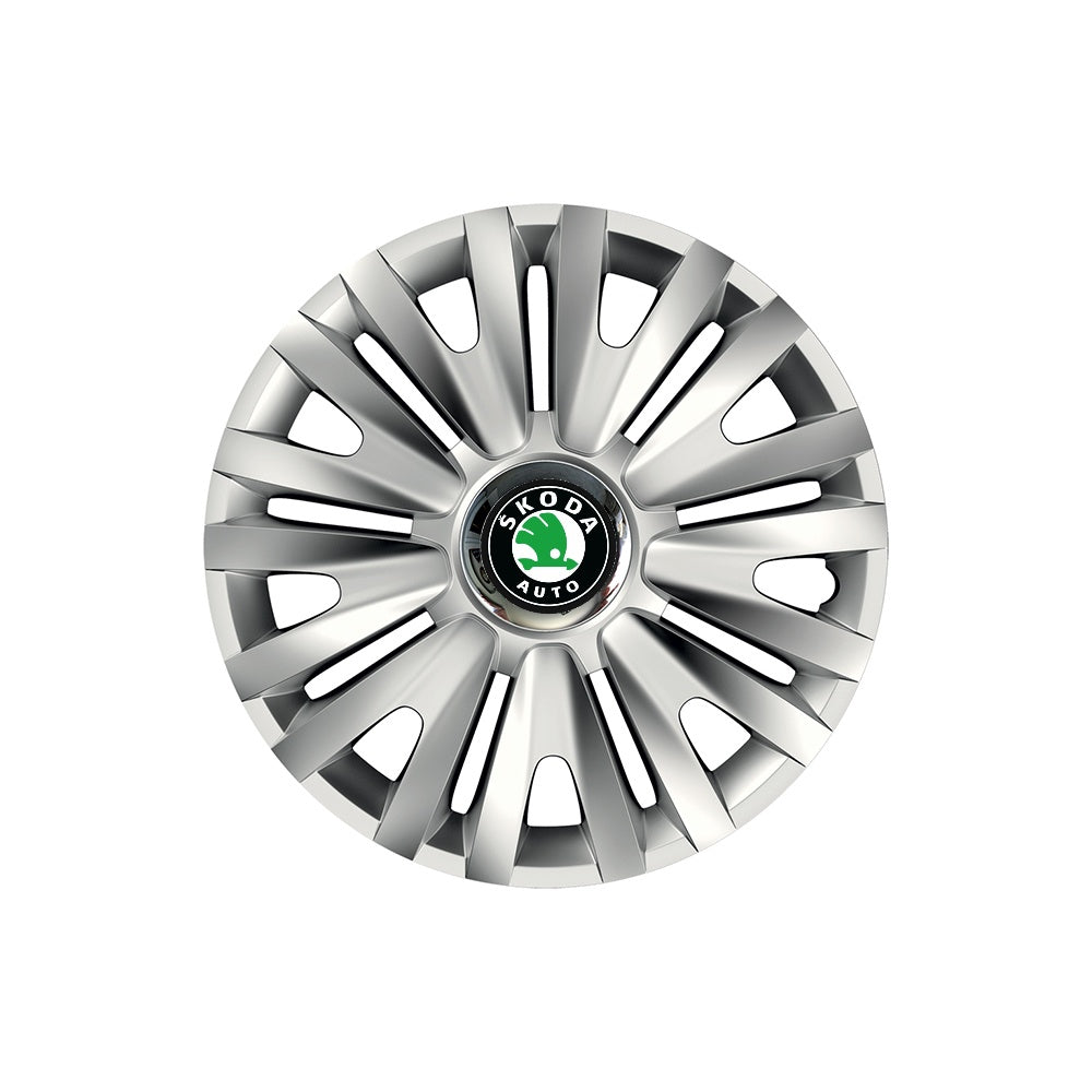 Set 4 capace roti Cu Inel Cromat Royal R16 pentru gama auto Skoda