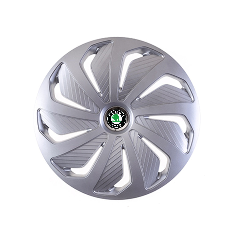 Set 4 capace roti Cu Inel Cromat Wind R14 Compatibil Cu Skoda