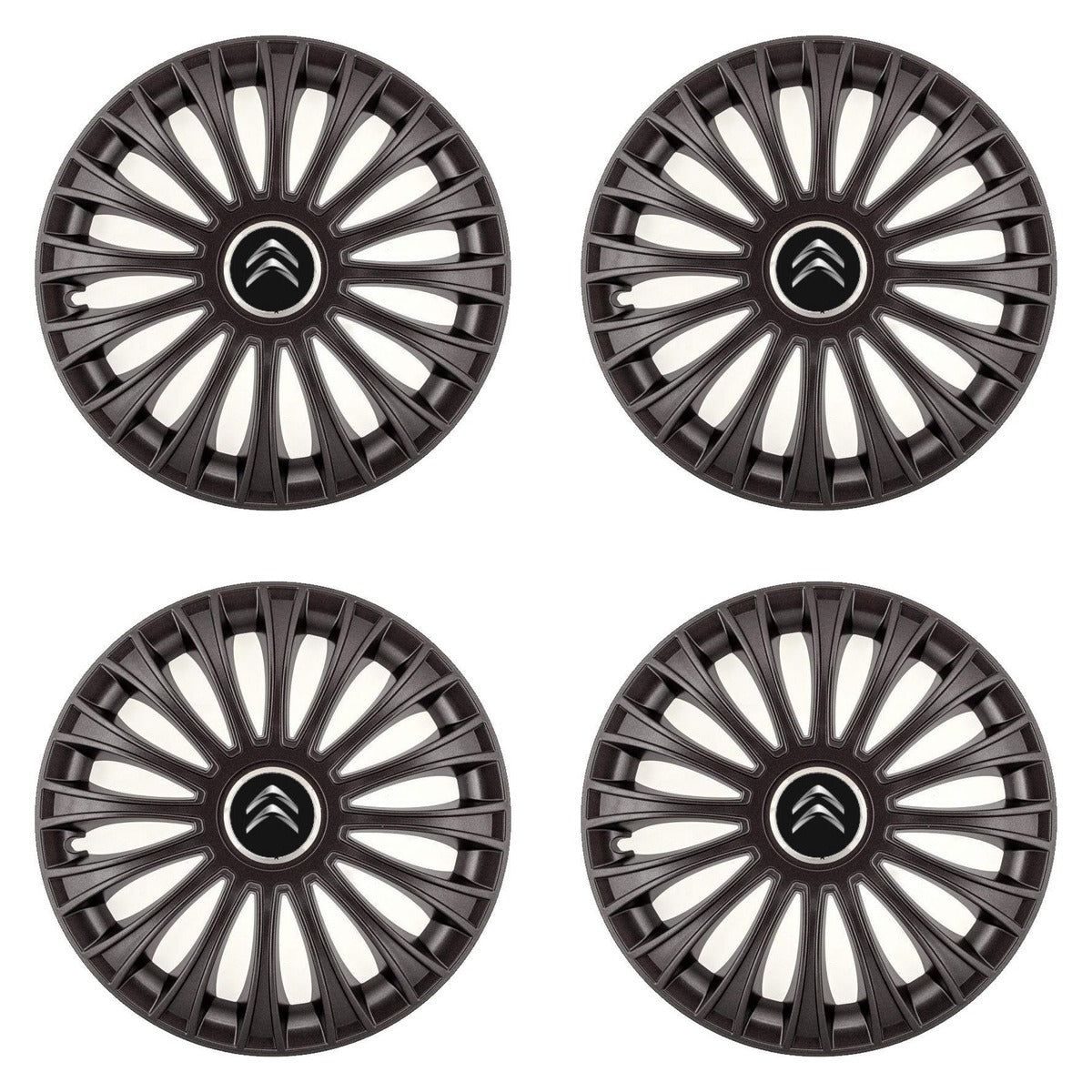 Set 4 Capace Roti 15 inchi (R15) Dino Negru, Compatibile cu Citroen