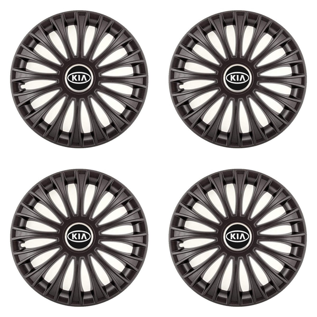 Set 4 Capace Roti 15 inchi (R15) Dino Negru, Compatibile cu Kia