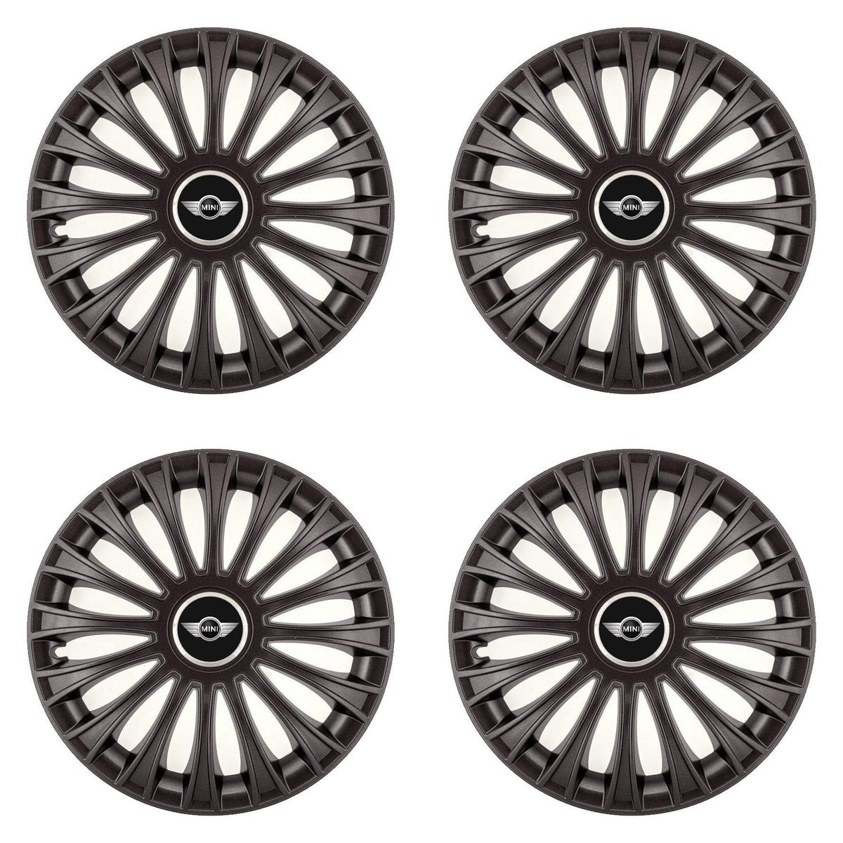 Set 4 Capace Roti 15 inchi (R15) Dino Negru, Compatibile cu Minicooper