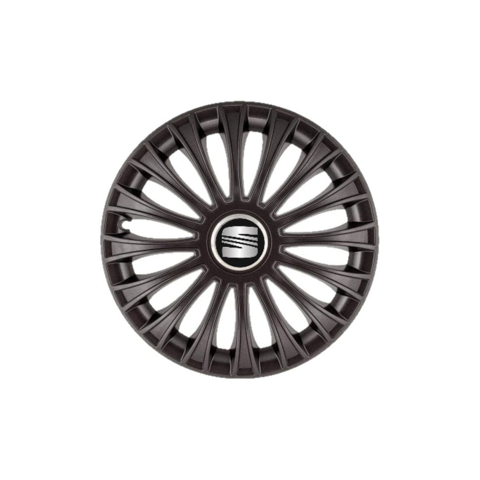 Set 4 capace roti Dino Negru R15, pentru gama auto Seat