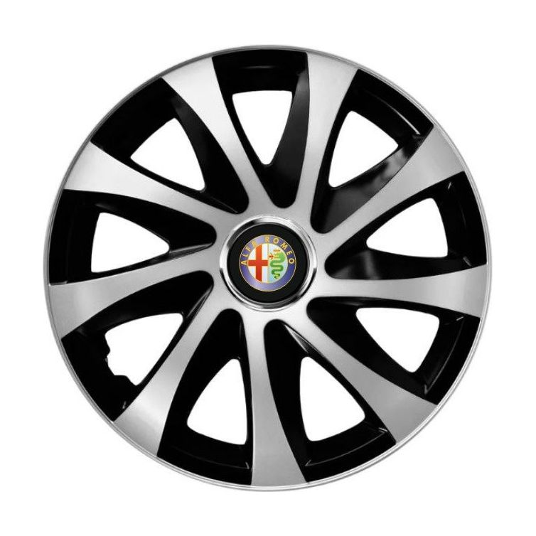 Set 4 capace roti Drift exrta Gri-Negru R14 Compatibil Cu Alfa Romeo