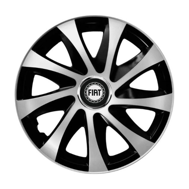 Set 4 capace roti Drift exrta Gri-Negru R14 Compatibil Cu Fiat