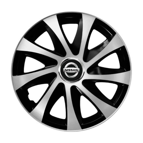 Set 4 capace roti Drift exrta Gri-Negru R15 Compatibil Cu Nissan