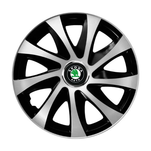 Set 4 capace roti Drift exrta Gri-Negru R15 Compatibil Cu Skoda