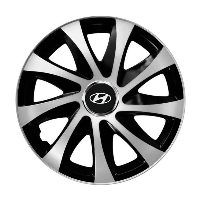 4 db-os Drift dísztárcsa szett extra szürke-fekete R15 Hyundai-kompatibilis