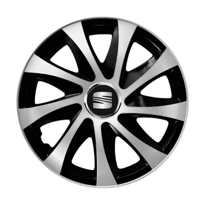 4 db-os Drift extra dísztárcsák szürke-fekete R16, Seat-hoz kompatibilis